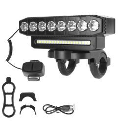 Lampă frontală LED pentru bicicletă 13,8 x 4 x 5,1 cm Reîncărcabilă USB-C Lanternă Powerbank