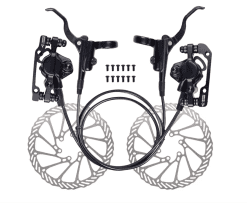 Set Frâne pe Disc Mecanice pentru Bicicletă – Față & Spate cu Discuri, Etriere, Manete și Cabluri